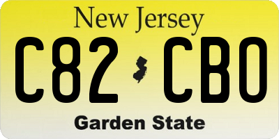 NJ license plate C82CBO