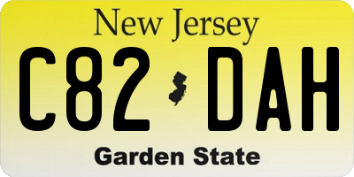 NJ license plate C82DAH