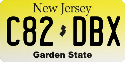 NJ license plate C82DBX