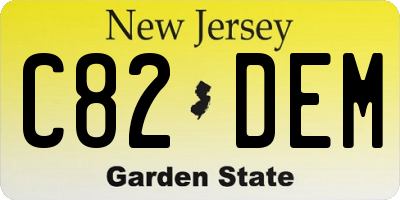NJ license plate C82DEM