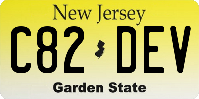 NJ license plate C82DEV