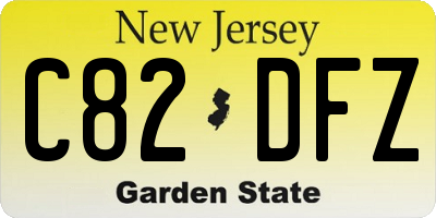 NJ license plate C82DFZ