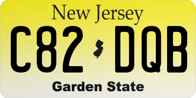 NJ license plate C82DQB