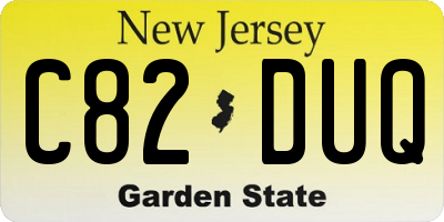 NJ license plate C82DUQ