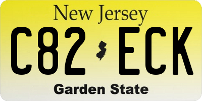 NJ license plate C82ECK