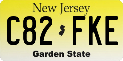 NJ license plate C82FKE