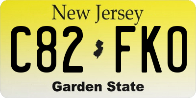 NJ license plate C82FKO