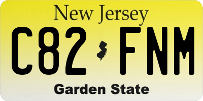 NJ license plate C82FNM