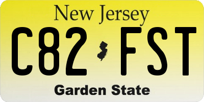 NJ license plate C82FST