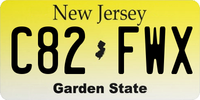 NJ license plate C82FWX