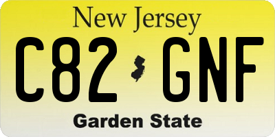 NJ license plate C82GNF