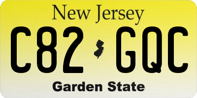 NJ license plate C82GQC