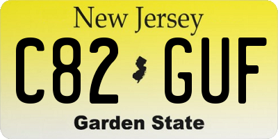 NJ license plate C82GUF