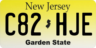 NJ license plate C82HJE