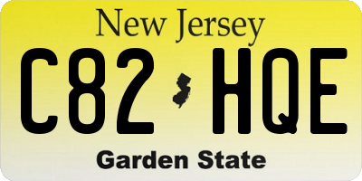 NJ license plate C82HQE