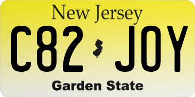 NJ license plate C82JOY