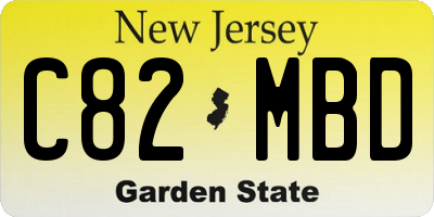 NJ license plate C82MBD