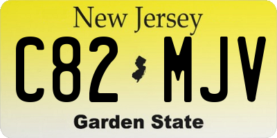 NJ license plate C82MJV