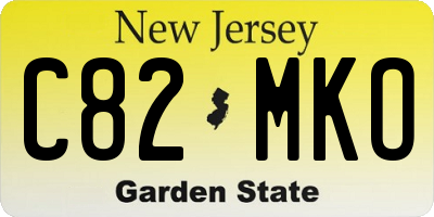 NJ license plate C82MKO