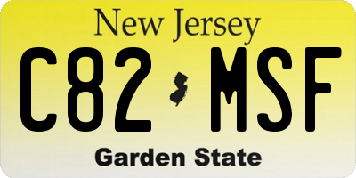 NJ license plate C82MSF