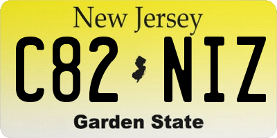 NJ license plate C82NIZ