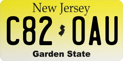 NJ license plate C82OAU
