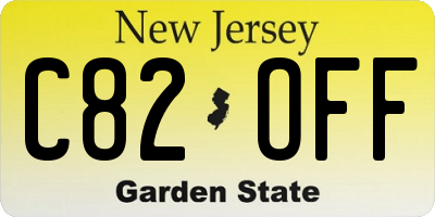 NJ license plate C82OFF