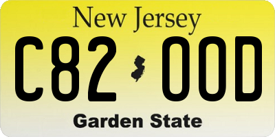 NJ license plate C82OOD