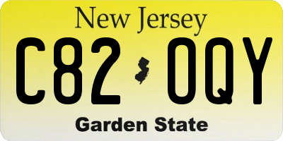 NJ license plate C82OQY