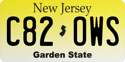 NJ license plate C82OWS
