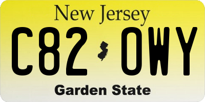 NJ license plate C82OWY