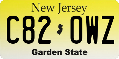 NJ license plate C82OWZ