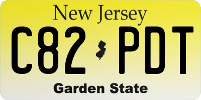 NJ license plate C82PDT