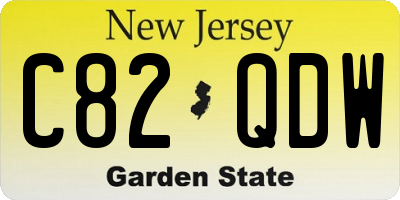 NJ license plate C82QDW