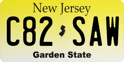 NJ license plate C82SAW