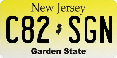 NJ license plate C82SGN