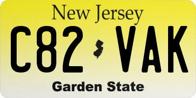 NJ license plate C82VAK