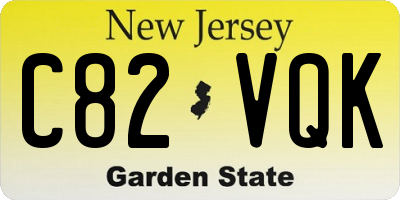 NJ license plate C82VQK