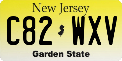 NJ license plate C82WXV