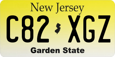 NJ license plate C82XGZ