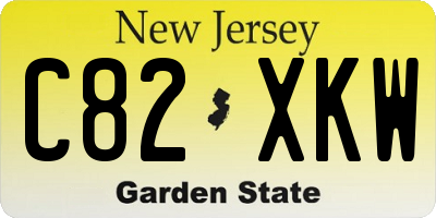 NJ license plate C82XKW