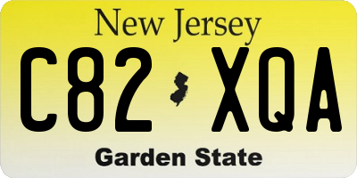 NJ license plate C82XQA