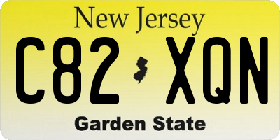 NJ license plate C82XQN