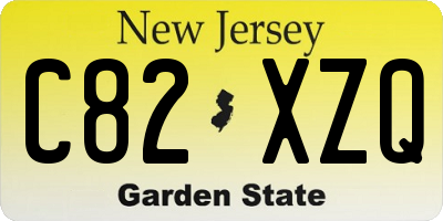 NJ license plate C82XZQ