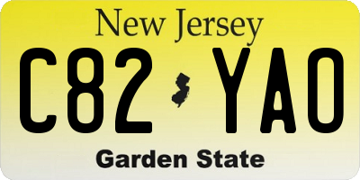 NJ license plate C82YAO