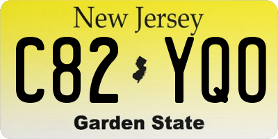 NJ license plate C82YQO