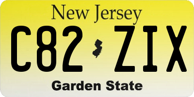 NJ license plate C82ZIX