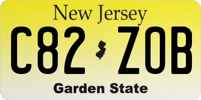 NJ license plate C82ZOB