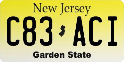NJ license plate C83ACI