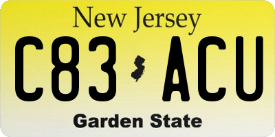 NJ license plate C83ACU
